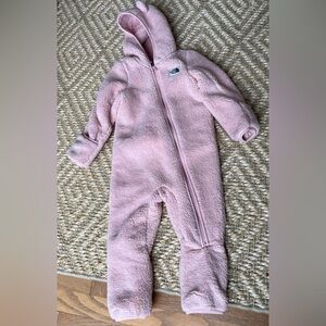 The North Face pink 18-24M teddy bear jacket onesie